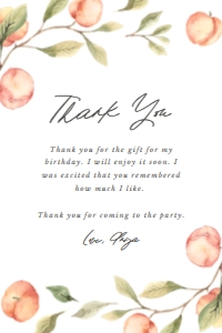 Sweet Peaches Thank You Card design preview