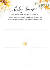 sunflower daisy baby shower game design preview