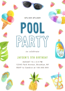 Editable Pool Party Birthday Invitation 565 design preview