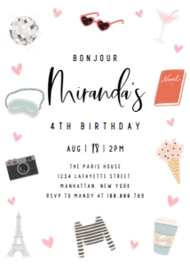Paris Birthday Invitation 568: Paris Birthday Invitation 568