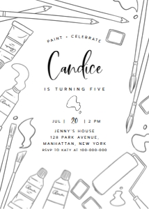 Painting Birthday Invitation 571: Painting Birthday Invitation 571