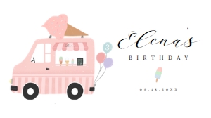 Ice cream truck Gable Box Favor Label design preview