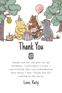 Editable Winnie the pooh Thank You card Pink: Editable Winnie the pooh Thank You card Pink