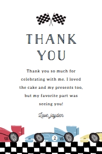 Racing car thank you note 438: Racing car thank you note 438