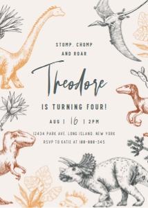 Dinosaur birthday invitation 595: Dinosaur birthday invitation 595