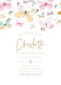 Butterfly birthday invitation design preview