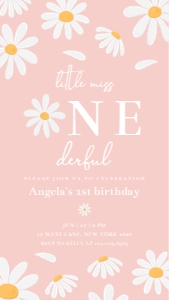 Pink Daisy Birthday Evite 403 design preview