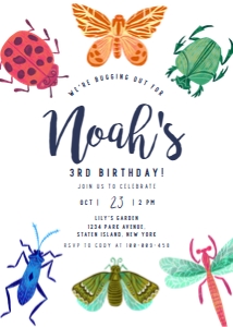 Bug insect birthday invitation 611 design preview