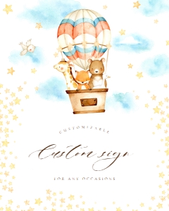 Editable Animal Air Balloon Custom Sign: Editable Animal Air Balloon Custom Sign