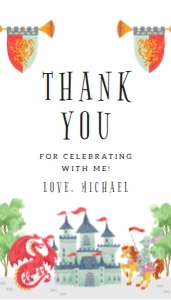 Knights Dragon Thank you Tag Red 615: Knights Dragon Thank you Tag Red 615
