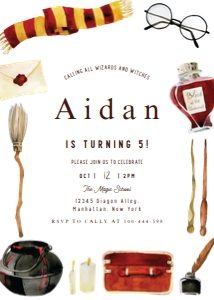 Wizard Birthday Printable Invitation design preview