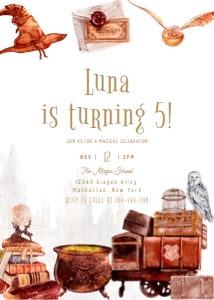 Wizard Birthday Printable Invitation 3 628 design preview