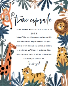 safari animal Time Capsule Game sign and card 626: Safari Animal Time Capsule Card 626