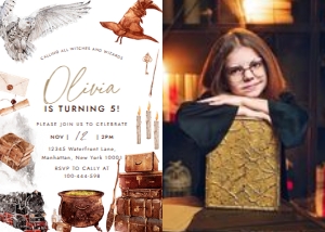Wizard Birthday Printable Invitation with photo design preview