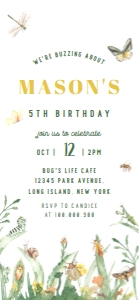 Insect birthday invitation evite 635 design preview