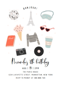 Paris Birthday Invitation 2 568 design preview