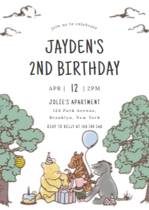 winnie the pooh birthday invitation blue ver.2 design preview
