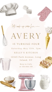 Baking some fun birthday evite 3 636 design preview