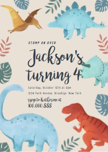 Dinosaur birthday invitation 655: Dinosaur birthday invitation 655