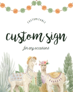 Llama birthday custom sign 622 design preview