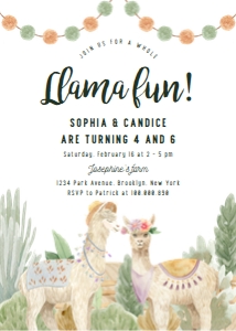 Llama joint birthday invitation 662 design preview