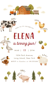 Farm Animal Birthday Invitation Evite 664 design preview