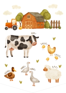 Barn Animal Farm Animal high chair flag Birthday Banner 664: Barn Animal Farm Animal high chair flag Birthday Banner 664