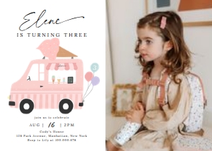 Ice cream truck Invitation vertical with photo: Ice cream truck Invitation vertical with photo