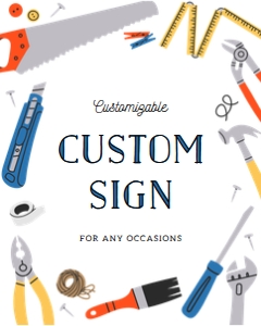 Builder tools birthday custom sign blue 665 design preview