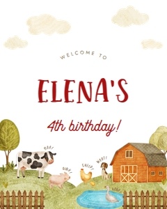 Farm Animal Birthday Welcome Sign 664: Farm Animal Birthday Welcome Sign 664