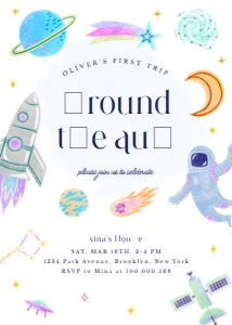 First trip around the sun birthday invitation blue 668: First trip around the sun birthday invitation blue 668
