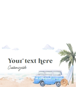 Surfing Board Van Place Tent Card Blue 670: Surfing Board Van Place Tent Card Blue 670