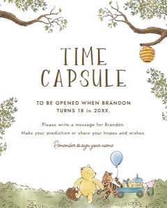 Classic Winnie the Pooh Time Capsule Game sign and card blue 671 design preview