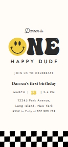 One Happy Dude birthday evite 674 design preview