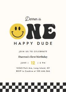 One Happy Dude Birthday Invitation Bundle A design preview