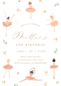 Ballerina Birthday Invitation 676: Ballerina Birthday Invitation 676