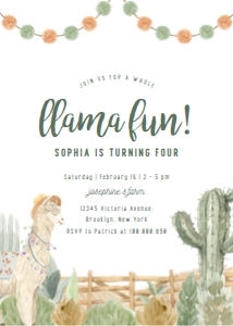 Llama birthday invitation 2 662 design preview