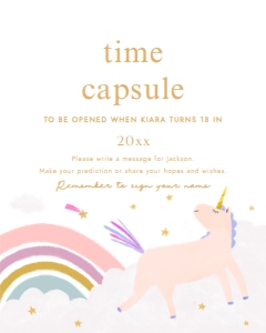 Pastel Unicorn Time Capsule Game sign and card 679 design preview