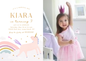 Pastel Unicorn Birthday Invitation with photo 679: Pastel Unicorn Birthday Invitation with photo 679