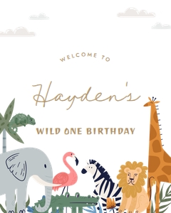 Safari Animal Wild Animal Birthday Welcome Sign 681: Safari Animal Wild Animal Birthday Welcome Sign 681