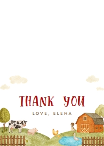 Farm animal thank you card 664 design preview
