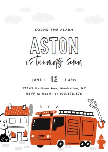 fire truck birthday invitation design preview