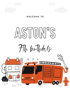 fire truck birthday welcome sign design preview