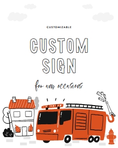 fire truck birthday custom sign design preview