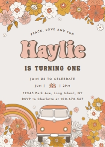 Groovy birthday retro party invitation 686: Groovy birthday retro party invitation 686