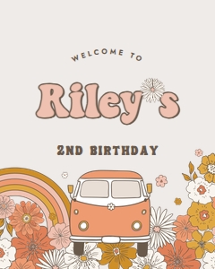 Groovy birthday retro party Welcome Sign 2 686: Groovy birthday retro party Welcome Sign 2 686