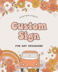 Groovy birthday retro party Custom Sign 686: Groovy birthday retro party Custom Sign 686