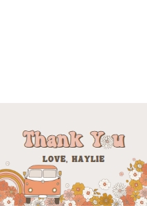Groovy Retro thank you card 686 design preview