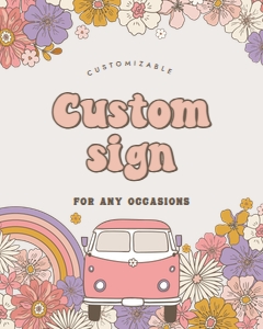Groovy birthday retro party Custom Sign Pink 686: Groovy birthday retro party Custom Sign Pink 686