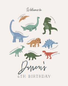 Dinosaur Birthday Welcome Sign 690: Dinosaur Birthday Welcome Sign 690